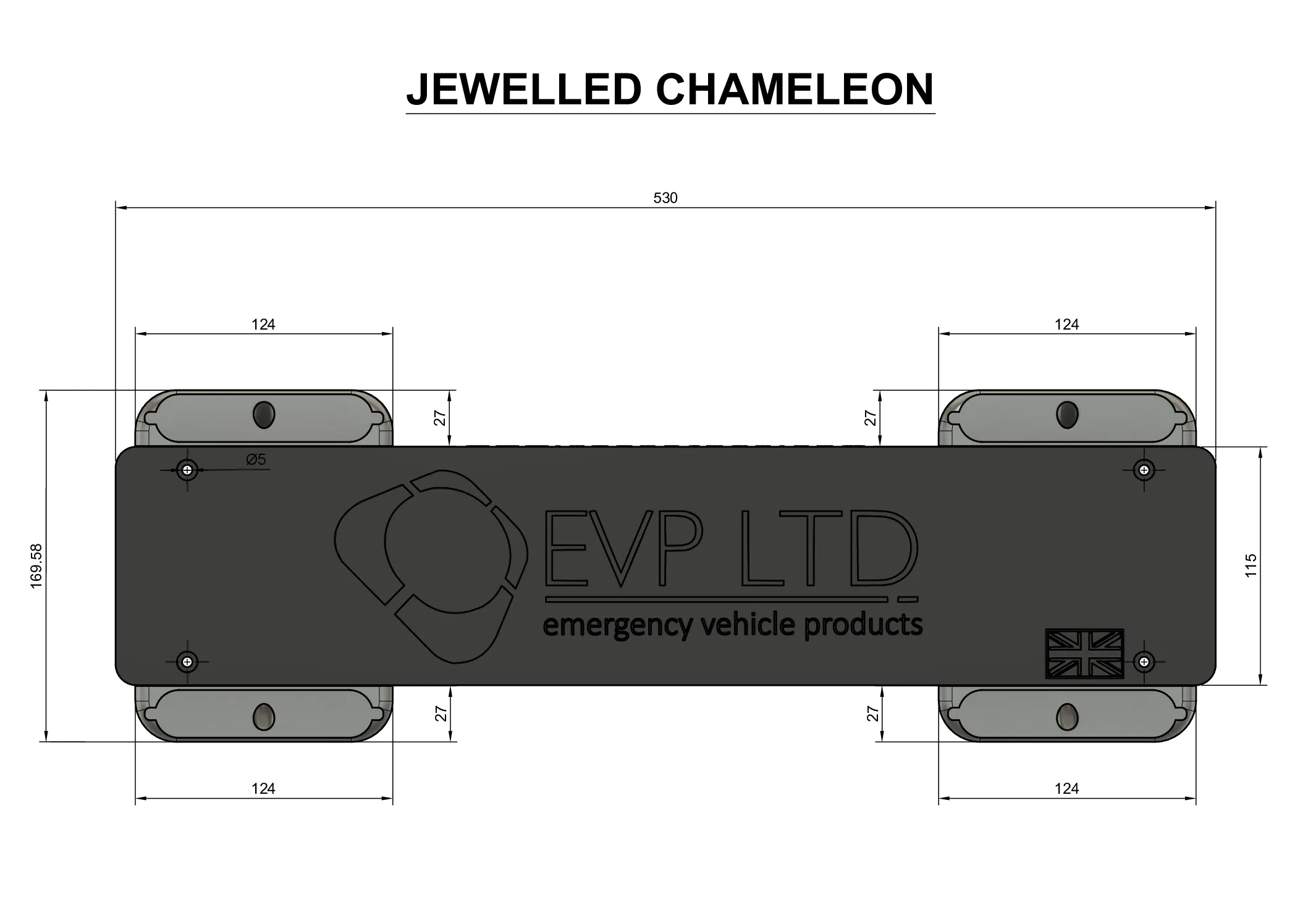 New EVP Jewelled Chameleon Rubber Fend Off Plate with directional light pods